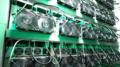 Industrial-scale Bitcoin mining farm featuring high-density rigs